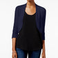 Jessica Howard Women's Shrug 3/4 Sleeve Open Cardigan Top Blue Size Small