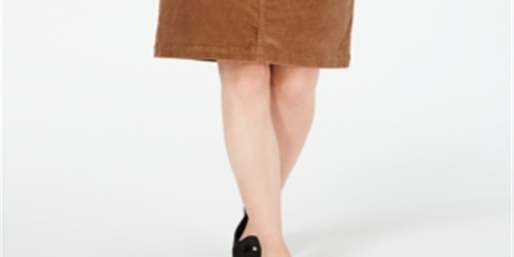 Charter Club Women's Corduroy Tummy Control Skirt Brown Size 2 Petite