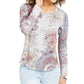 Style & Co Women's Printed Knit Top Gray Size Large