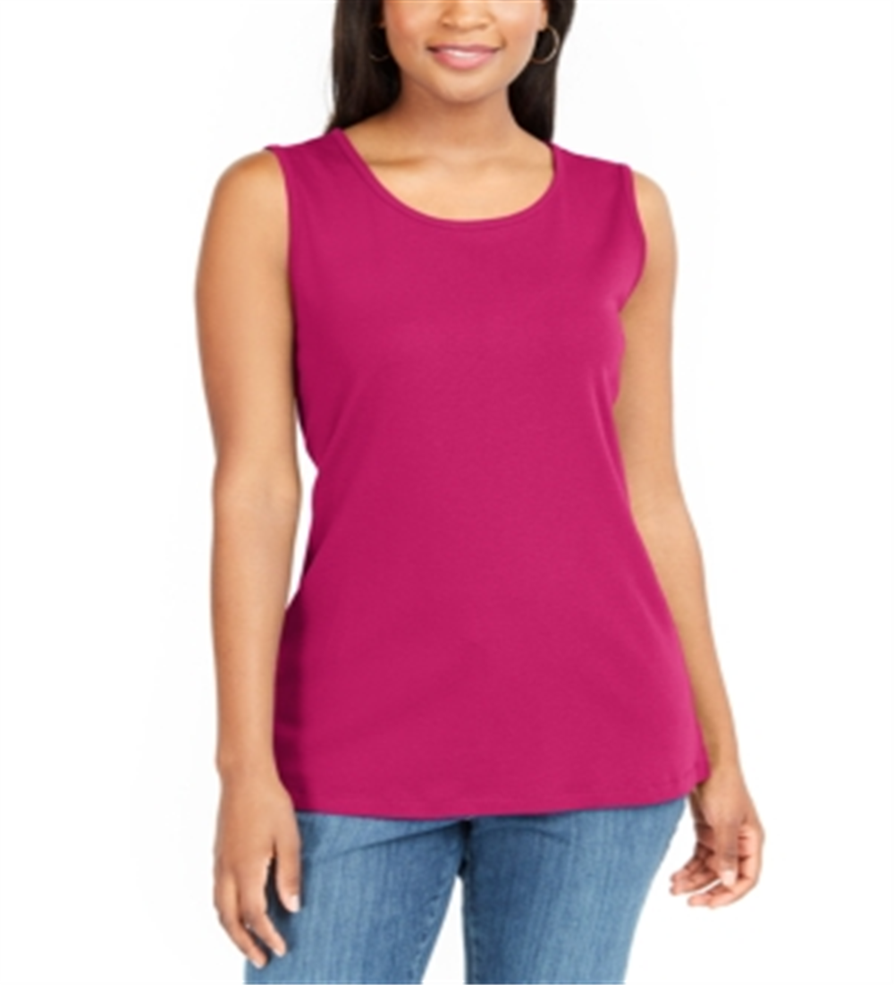Karen Scott Women's Cotton Tank Top Red Size X-Large