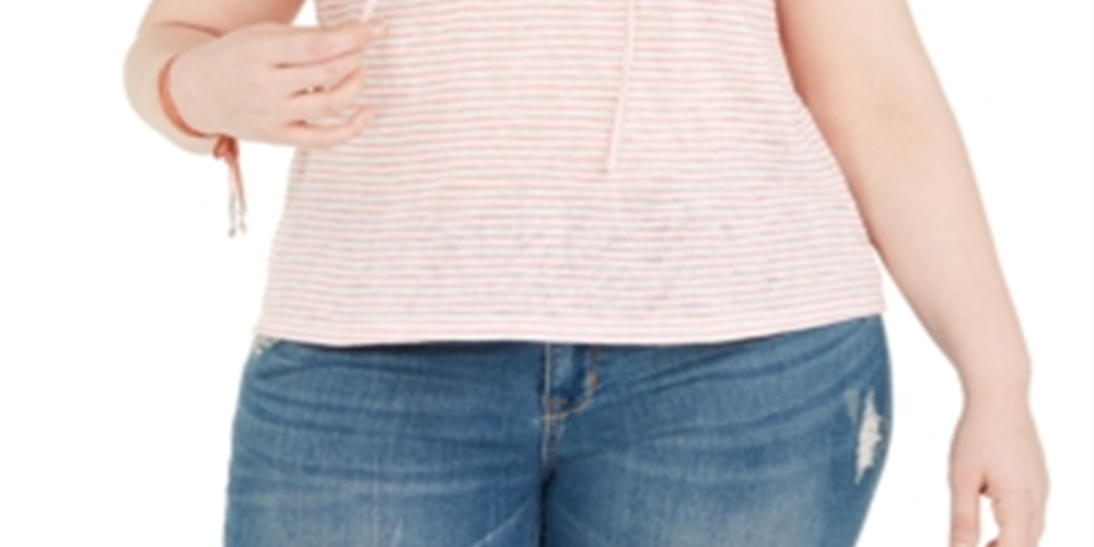 Style & Co Women's Plus Keyhole Neck T-Shirt Pink Size 2X