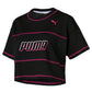 Puma Women's Modern Sports Cotton Mesh Colorblocked Cropped T-Shirt Black Size X-Small