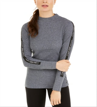 Calvin Klein Performance Logo-Stripe Mock-Neck T-Shirt Gray Size L