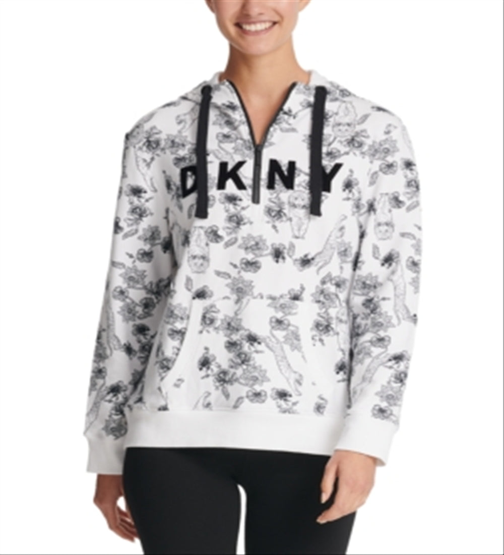 DKNY Women's Sport Sumatra Half Zip Hoodie White Size X-Small