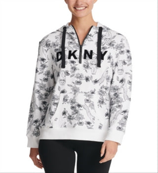 DKNY Women's Sport Sumatra Half Zip Hoodie White Size X-Small