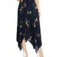 Vince Camuto Women's Surreal Garden Asymmetrical Hem Pleated Skirt -Navy Size S