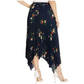 Vince Camuto Women's Surreal Garden Asymmetrical Hem Pleated Skirt -Navy Size S