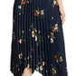 Vince Camuto Women's Surreal Garden Asymmetrical Hem Pleated Skirt -Navy Size S