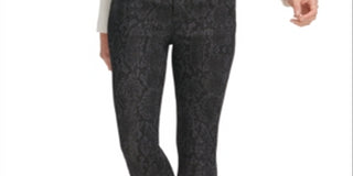 DKNY Women's Snakeskin Print Skinny Stretch Jeans Black Size 29X26