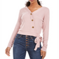 Hippie Rose Junior's Plush Surplice Ribbed Top Pink Size Small