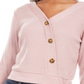 Hippie Rose Junior's Plush Surplice Ribbed Top Pink Size Small