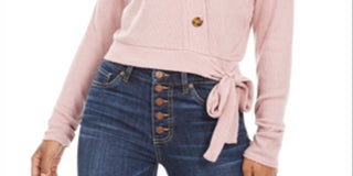 Hippie Rose Junior's Plush Surplice Ribbed Top Pink Size Small