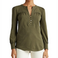 Ralph Lauren Women's Button Long Sleeve V Neck Top Green Size Medium