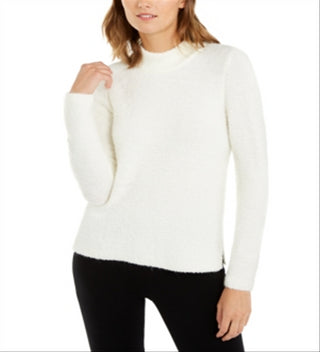 Alfani Women's Mock Neck Boucle Sweater White Size XX-Large