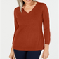 Karen Scott Women's V Neck Sweater Orange Size Petite L