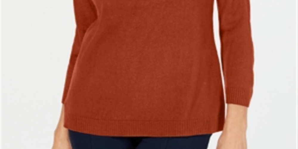 Karen Scott Women's V Neck Sweater Orange Size Petite L