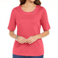 Karen Scott Women's Cotton Ring Top Pink Size X-Small