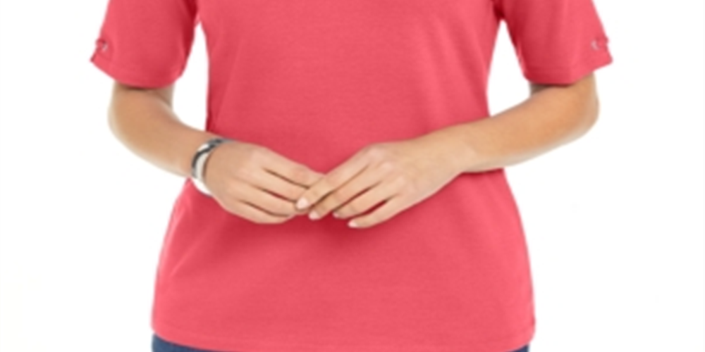 Karen Scott Women's Cotton Ring Top Pink Size X-Small