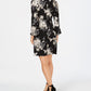 Robbie Bee Women's Cocktail Dress Bell Sleeves Floral Black Size -Petite L