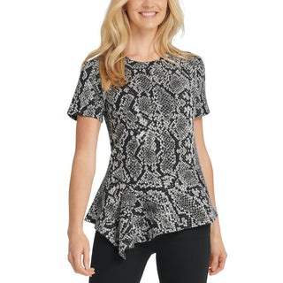 DKNY Women's Crew Neck Asymmetric Top Gray Size X-Large