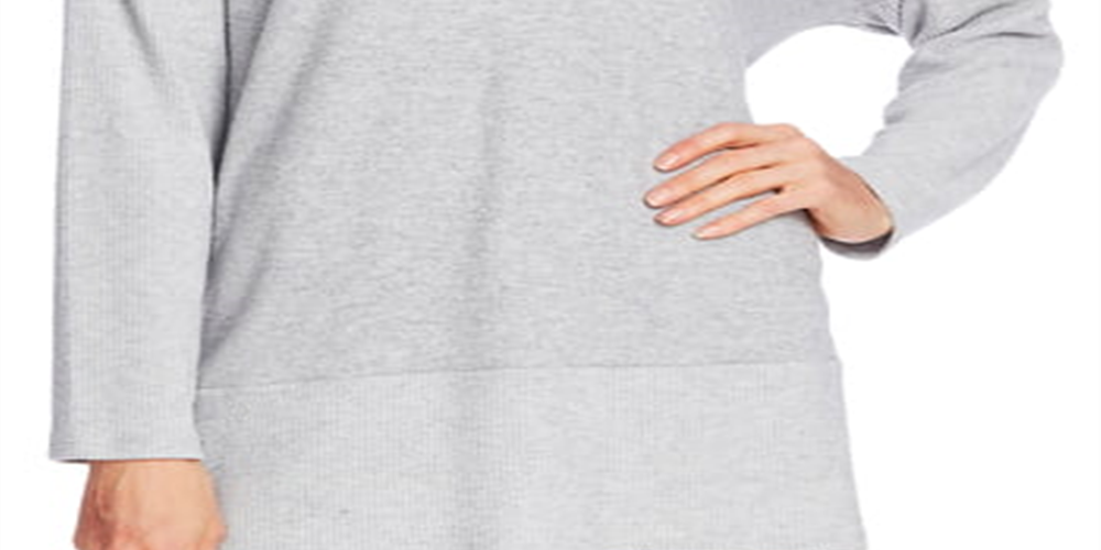 Vince Camuto Women's Brushed Rib Trim Sweater Gray Size Large