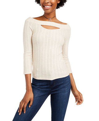 Almost Famous Juniors' Keyhole Top Beige Size Small