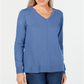 Karen Scott Women's V Neck Pullover Sweater Blue Size Medium