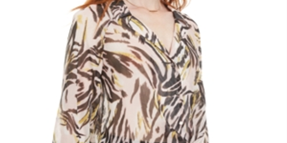 Bar III Women's Tie Front Button Down Blouse Pink Size X-Small