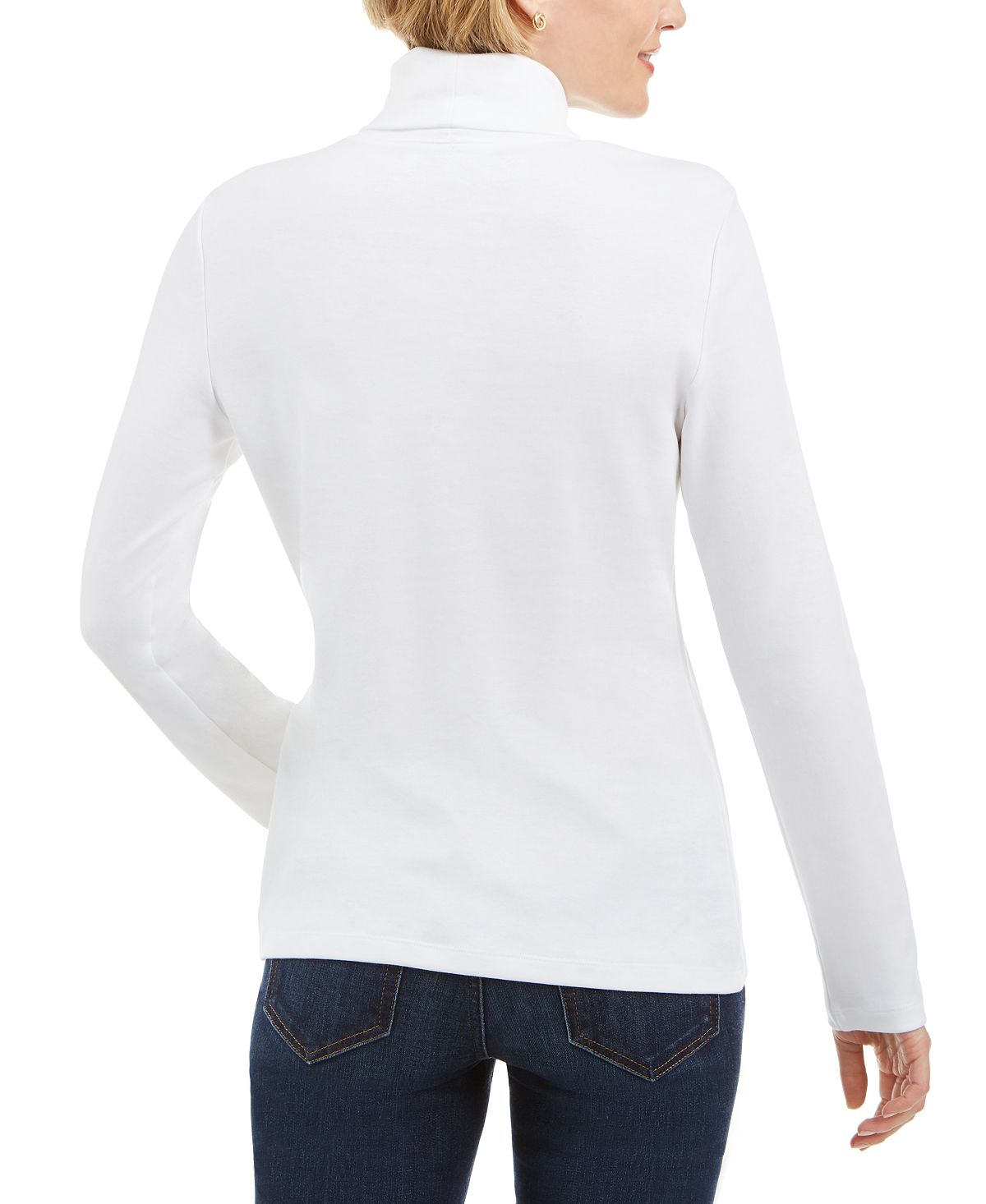 Karen Scott Women's Cotton Turtleneck Top White Size Petite M