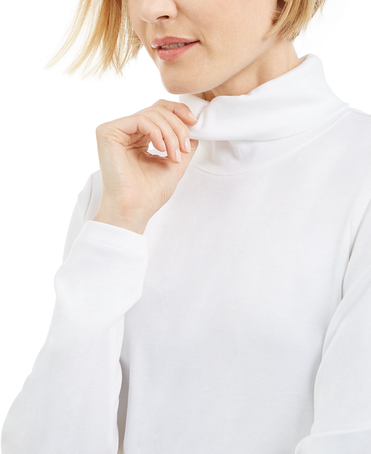 Karen Scott Women's Cotton Turtleneck Top White Size Petite M