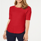 Charter Club Women's Short Sleeve Crew Neck T-Shirt Sweater Red Size XX-Large