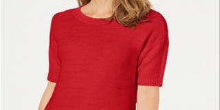 Charter Club Women's Short Sleeve Crew Neck T-Shirt Sweater Red Size XX-Large