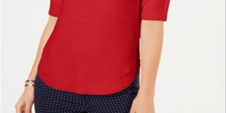 Charter Club Women's Short Sleeve Crew Neck T-Shirt Sweater Red Size XX-Large