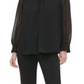 Calvin Klein Women's High Collar Blouse Black Size Large