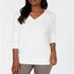 Karen Scott Women's Basket Stitch Sweater White Size X-Large