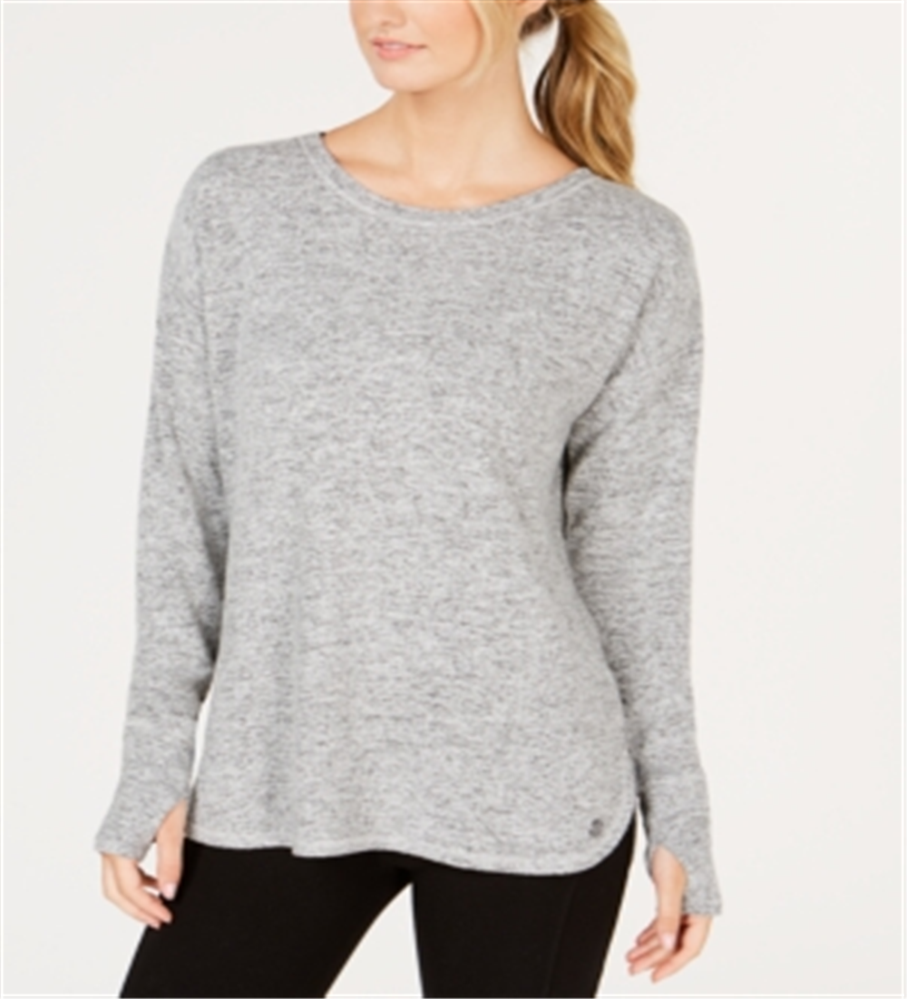 Ideology Women's Heathered Activewear T-Shirt Silver Size M