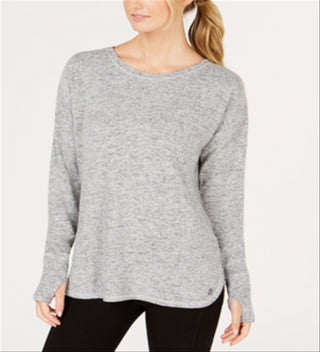 Ideology Women's Heathered Activewear T-Shirt Silver Size M