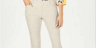 Charter Club Women's Solid Newport Slim Leg Pants Brown Size 10 Petite