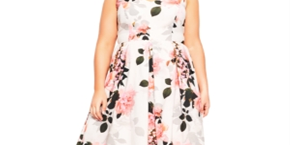 City Chic Women's Soft Blossom Dress -Pink Size 16