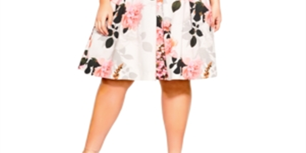 City Chic Women's Soft Blossom Dress -Pink Size 16