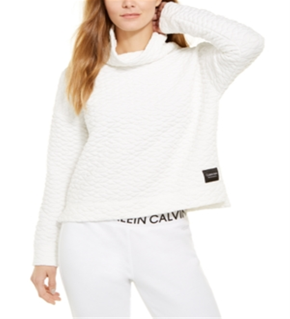 Calvin Klein Women's Performance Quilted Cowlneck Top Black Size XXL