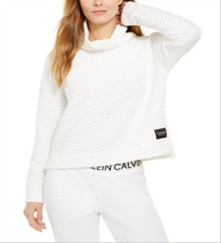 Calvin Klein Women's Performance Quilted Cowlneck Top Black Size XXL