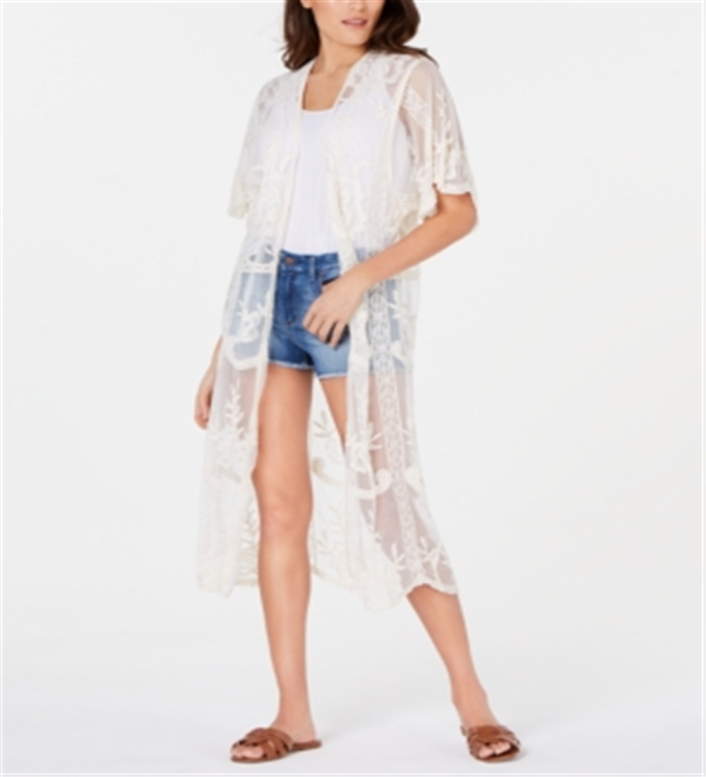 INC International Concepts Women's Lace Long Jaket White One Size