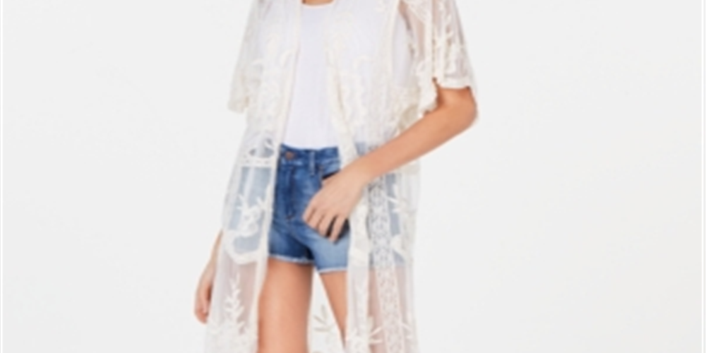 INC International Concepts Women's Lace Long Jaket White One Size
