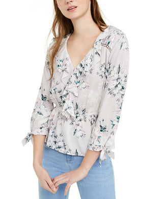 American Rag Junior's Ruffled Neck Tie Sleeve Top Black Size 2XL