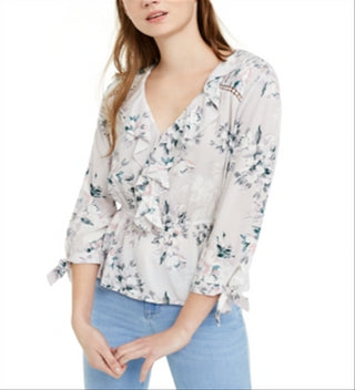 American Rag Junior's Ruffled Neck Tie Sleeve Top Black Size 2XL