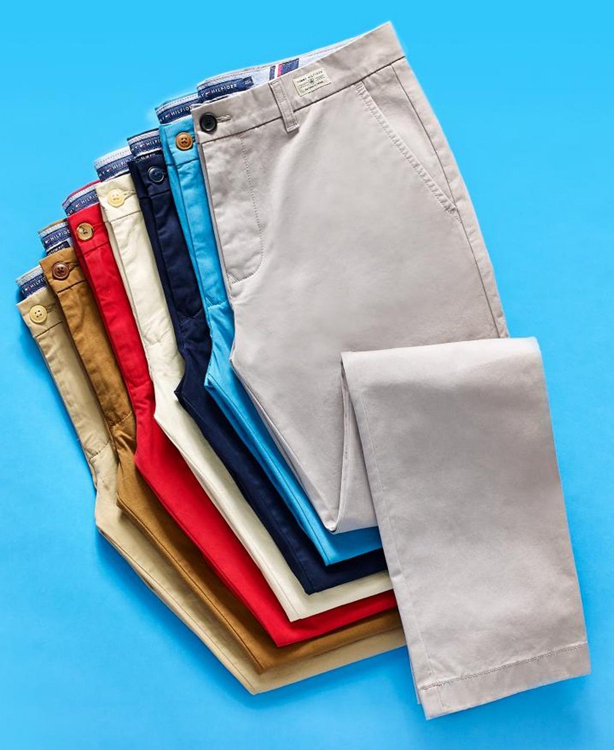 Tommy Hilfiger Men's Straight Leg Custom Fit Chino Pants Blue Size 36/32
