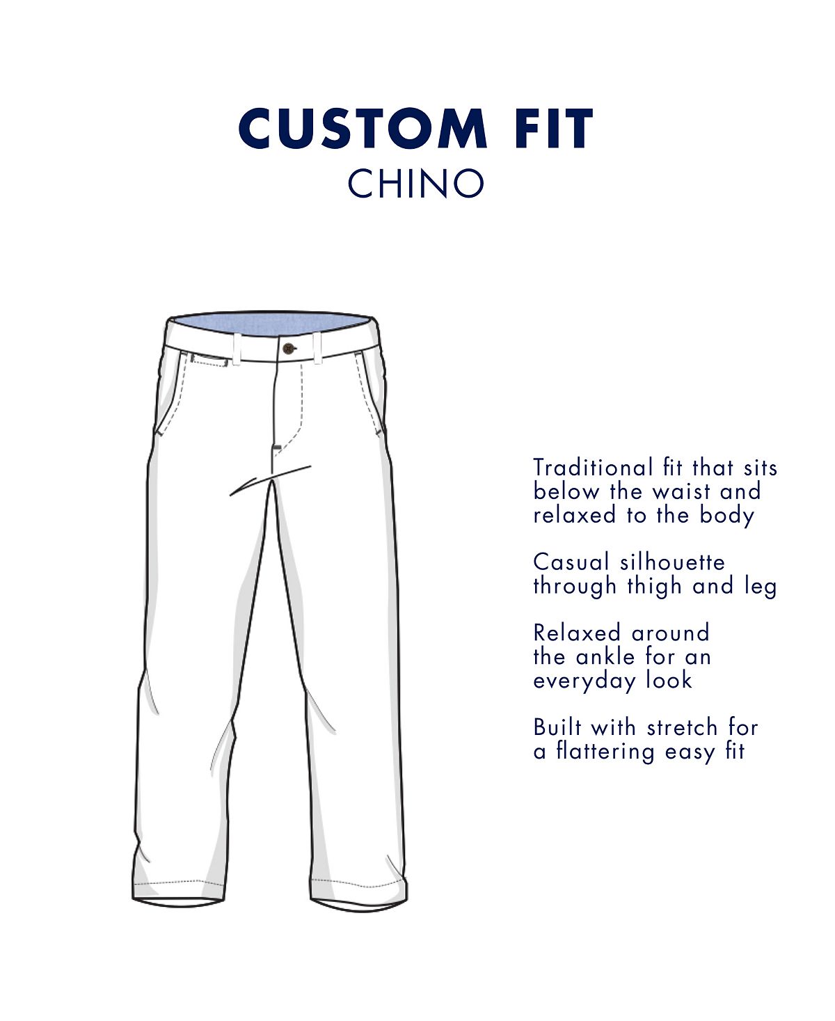 Tommy Hilfiger Men's Straight Leg Custom Fit Chino Pants Blue Size 36/32