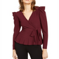 INC Women's  Petite Puff-Shoulder Wrap Top Wine Size -PP