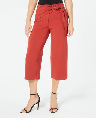 Alfani Women's Sash Belt Cropped Pants Red Size 12